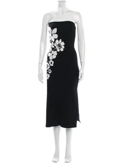 Pre-owned Milly Floral Print Midi Length Dress W/ Tags In Black
