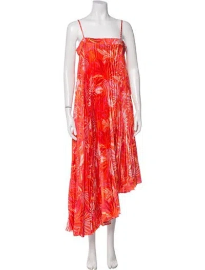 Pre-owned Milly Floral Print Midi Length Dress W/ Tags In Orange