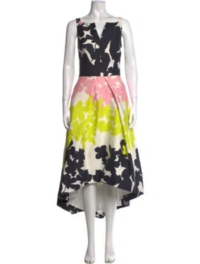 Pre-owned Milly Floral Print Midi Length Dress In Yellow