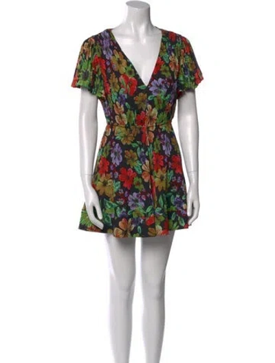 Pre-owned Milly Floral Print Mini Dress In Black