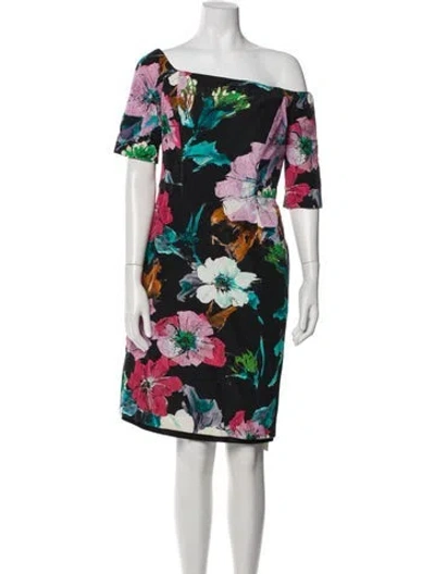 Pre-owned Milly Floral Print Mini Dress In Black