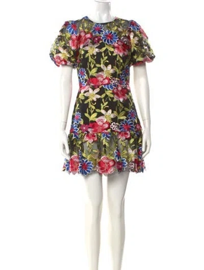 Pre-owned Milly Floral Print Mini Dress In Black