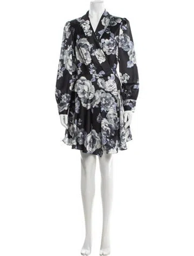 Pre-owned Milly Floral Print Mini Dress In Black