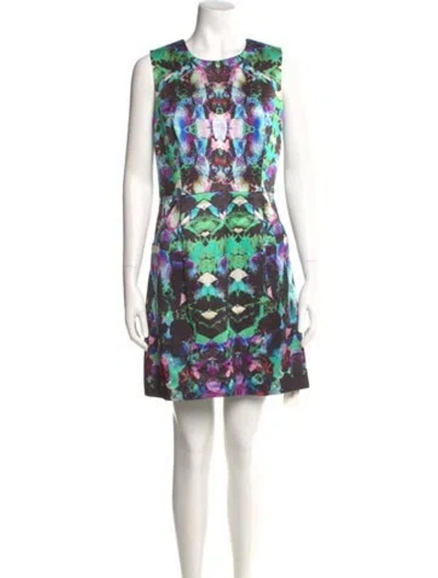 Pre-owned Milly Floral Print Mini Dress In Black