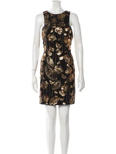 Pre-owned Milly Floral Print Mini Dress In Black