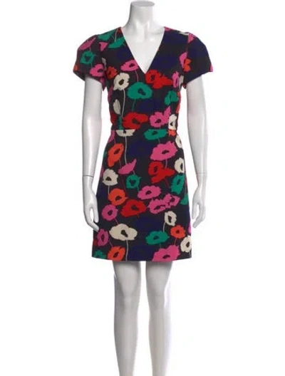 Pre-owned Milly Floral Print Mini Dress In Black