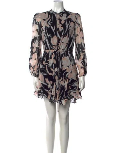 Pre-owned Milly Floral Print Mini Dress In Black