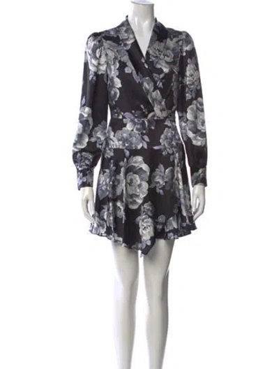 Pre-owned Milly Floral Print Mini Dress In Black