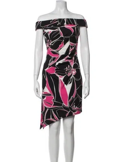 Pre-owned Milly Floral Print Mini Dress In Black