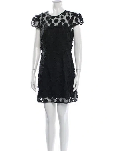 Pre-owned Milly Floral Print Mini Dress In Black
