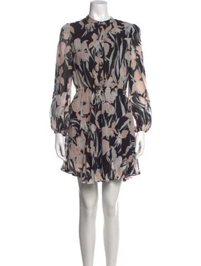 Pre-owned Milly Floral Print Mini Dress In Black