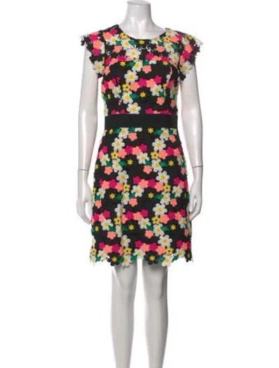 Pre-owned Milly Floral Print Mini Dress In Black