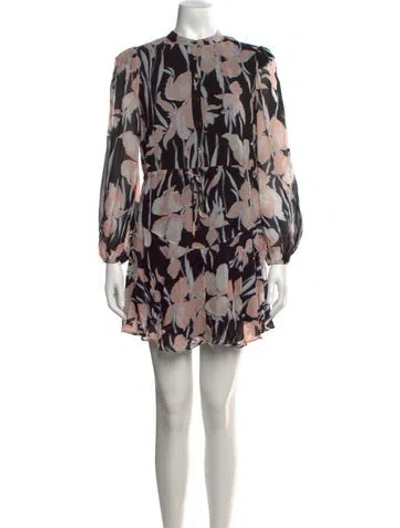 Pre-owned Milly Floral Print Mini Dress In Black
