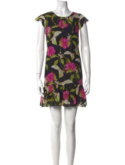 Pre-owned Milly Floral Print Mini Dress In Black