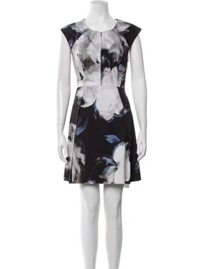 Pre-owned Milly Floral Print Mini Dress In Black