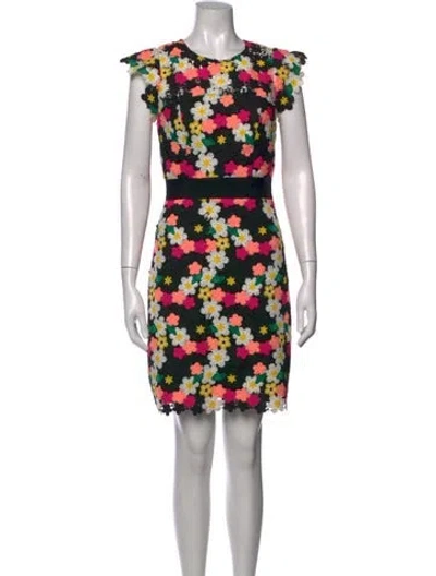 Pre-owned Milly Floral Print Mini Dress In Black