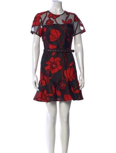 Pre-owned Milly Floral Print Mini Dress In Black