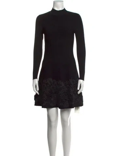 Pre-owned Milly Floral Print Mini Dress In Black