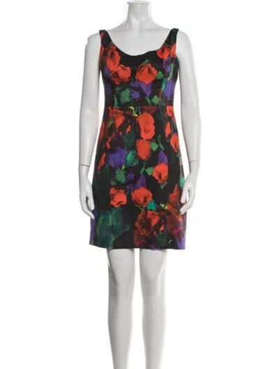 Pre-owned Milly Floral Print Mini Dress In Black