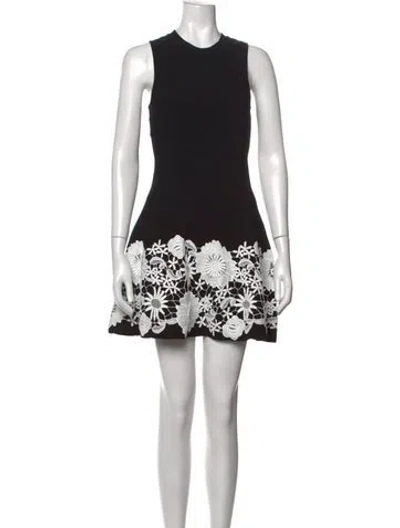 Pre-owned Milly Floral Print Mini Dress In Black