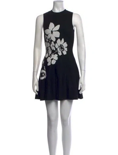 Pre-owned Milly Floral Print Mini Dress In Black