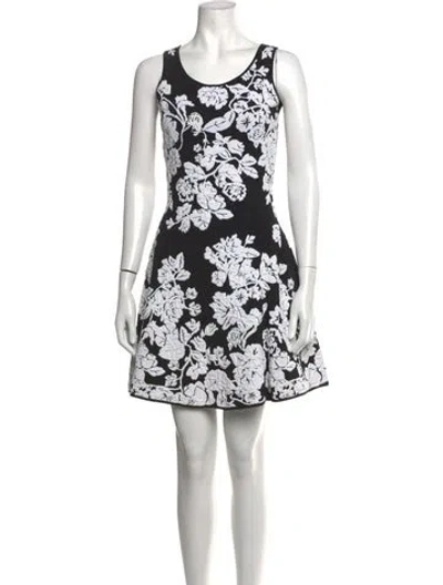 Pre-owned Milly Floral Print Mini Dress In Black/white