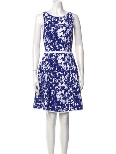 Pre-owned Milly Floral Print Mini Dress In Blue