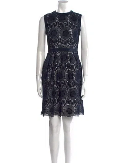 Pre-owned Milly Floral Print Mini Dress In Blue