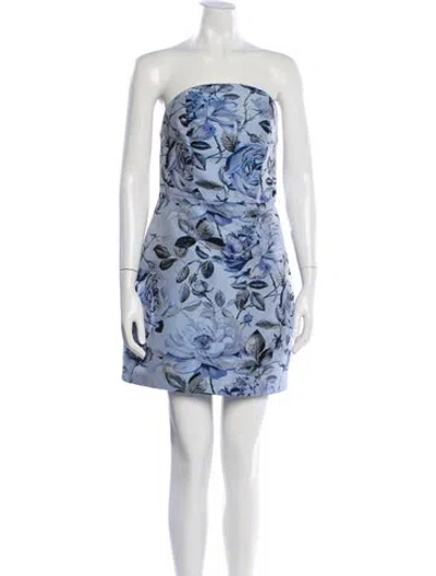 Pre-owned Milly Floral Print Mini Dress In Blue