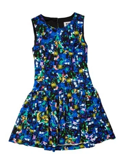 Pre-owned Milly Floral Print Mini Dress In Blue