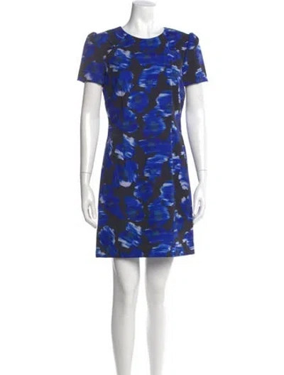 Pre-owned Milly Floral Print Mini Dress In Blue