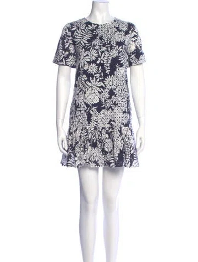 Pre-owned Milly Floral Print Mini Dress In Blue