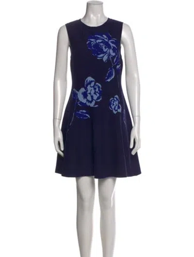 Pre-owned Milly Floral Print Mini Dress In Blue