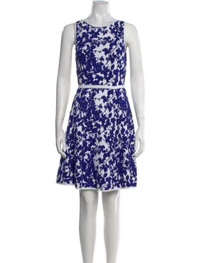 Pre-owned Milly Floral Print Mini Dress In Blue