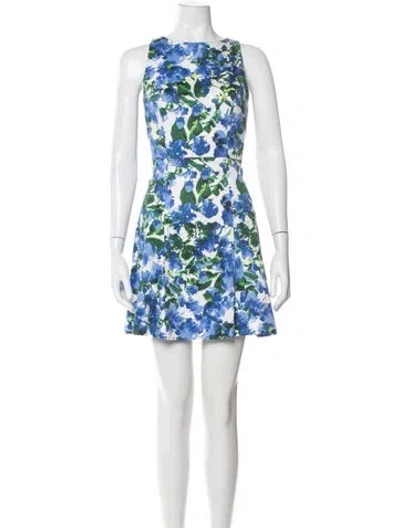 Pre-owned Milly Floral Print Mini Dress In Blue
