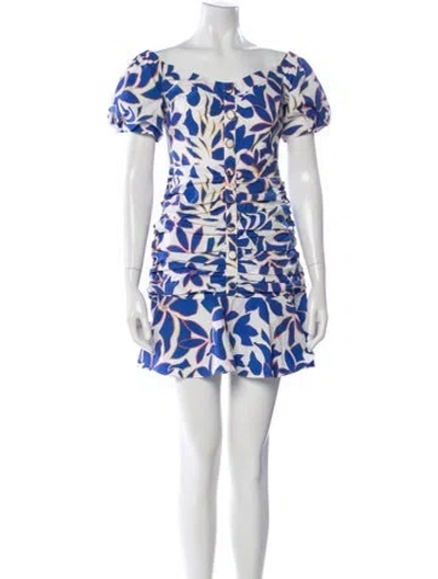 Pre-owned Milly Floral Print Mini Dress In Blue