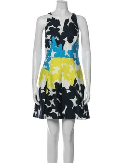 Pre-owned Milly Floral Print Mini Dress In Blue