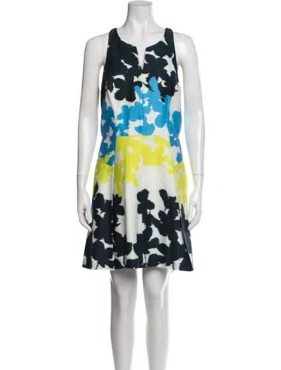 Pre-owned Milly Floral Print Mini Dress In Blue