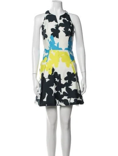 Pre-owned Milly Floral Print Mini Dress In Blue