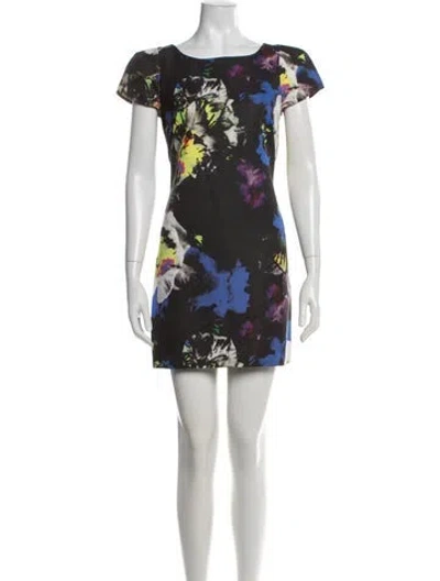 Pre-owned Milly Floral Print Mini Dress In Blue