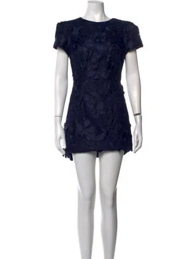 Pre-owned Milly Floral Print Mini Dress In Blue