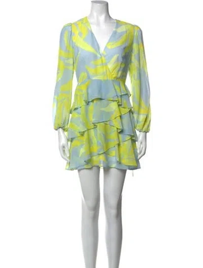 Pre-owned Milly Floral Print Mini Dress In Blue/green
