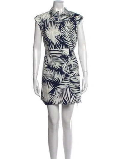 Pre-owned Milly Floral Print Mini Dress In Blue/white