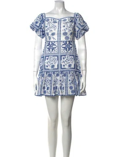 Pre-owned Milly Floral Print Mini Dress In Blue/white