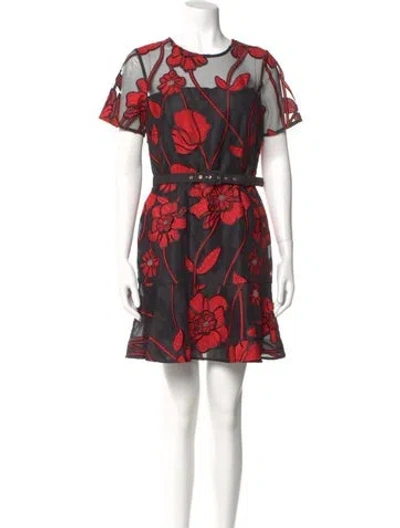 Pre-owned Milly Floral Print Mini Dress In Burgundy