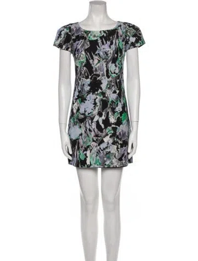 Pre-owned Milly Floral Print Mini Dress In Green