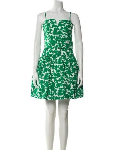 Pre-owned Milly Floral Print Mini Dress In Green