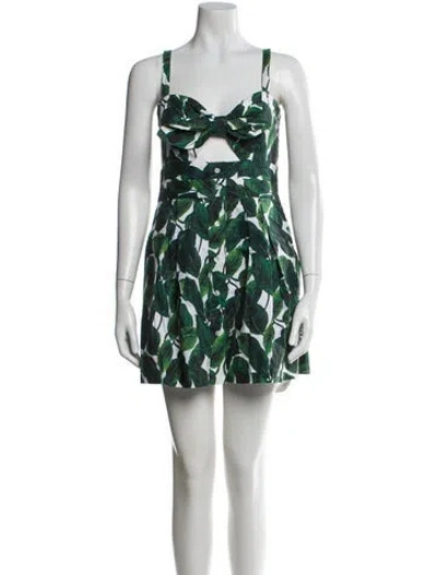 Pre-owned Milly Floral Print Mini Dress In Green