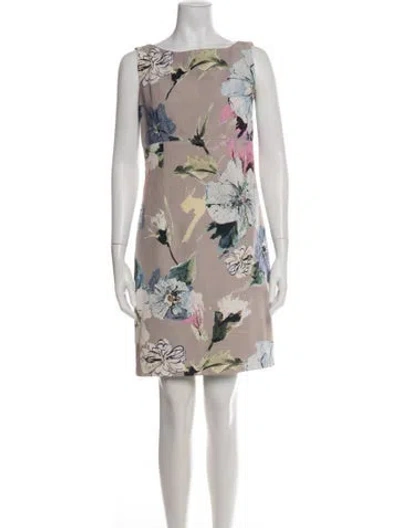 Pre-owned Milly Floral Print Mini Dress In Green