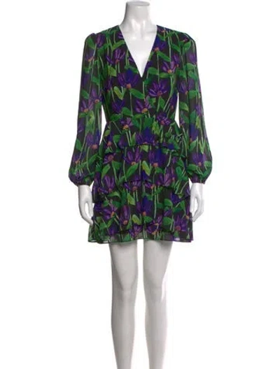 Pre-owned Milly Floral Print Mini Dress In Green